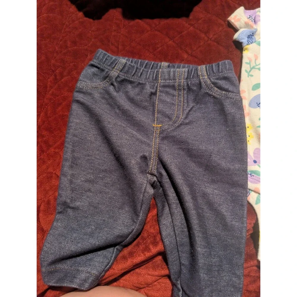 Carters Baby Outfit Set 3M Floral Bodysuit & Denim Pants - Free Shipping